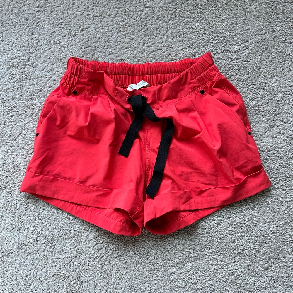 Lululemon Athletica Red Athletic Shorts with Black Drawstring